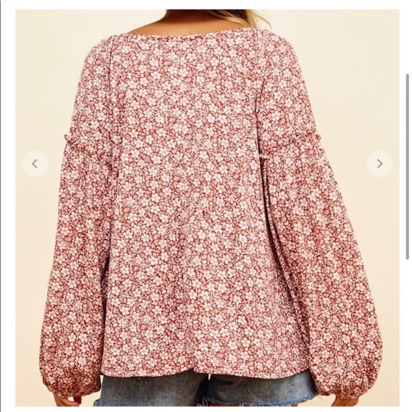 ✨🌟BEAUTIFUL BOHO Lantern Sleeve Top🌟✨ - Picture 2 of 4